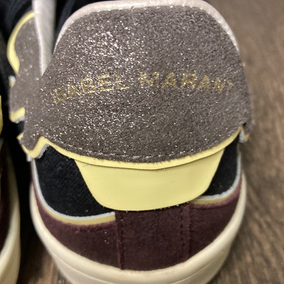 Isabel Marant Black PlumTaupe Lace Up Canvas Fashion Sneakers Size 38 - Picture 8 of 12